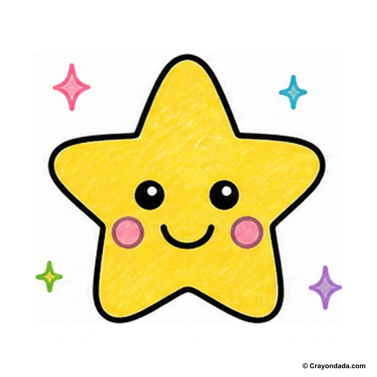 How to Draw a Smiling Star finished drawing