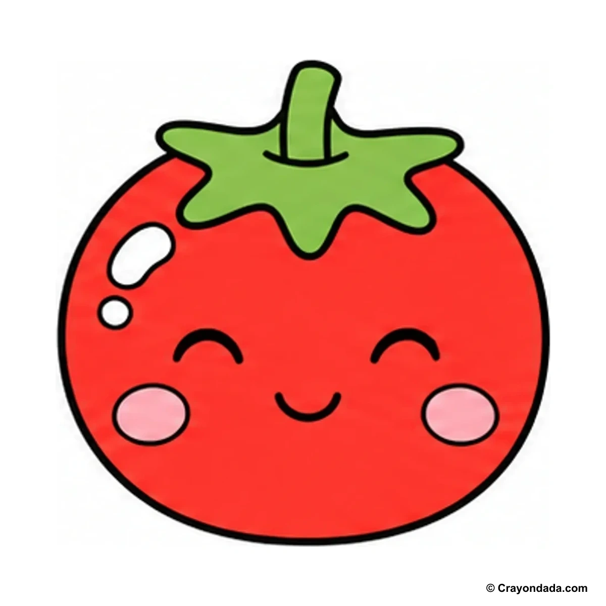 How to Draw a Smiling Tomato finished drawing