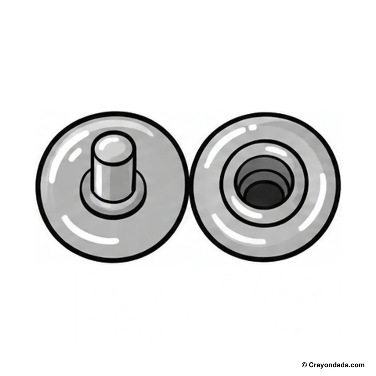 How to Draw a Snap Fastener finished drawing