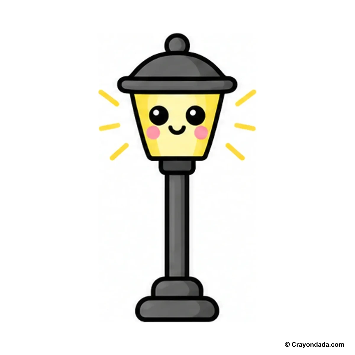 How to Draw a Street Lamp finished drawing