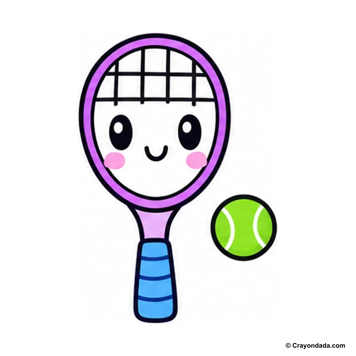 How to Draw a Tennis Racket finished drawing