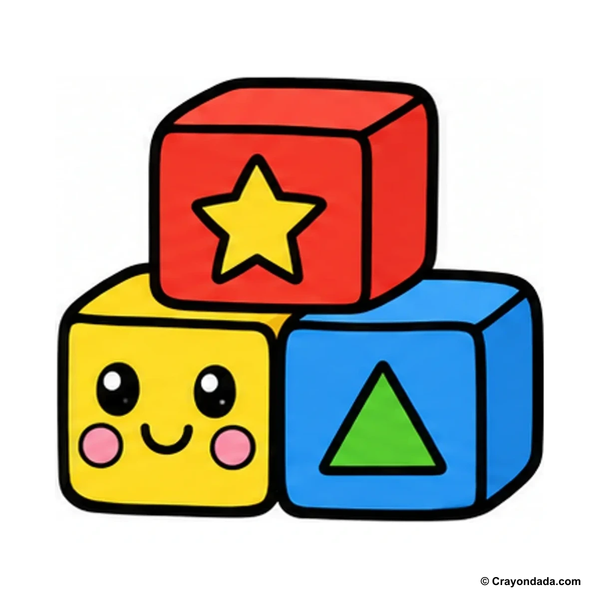 How to Draw Toy Blocks finished drawing
