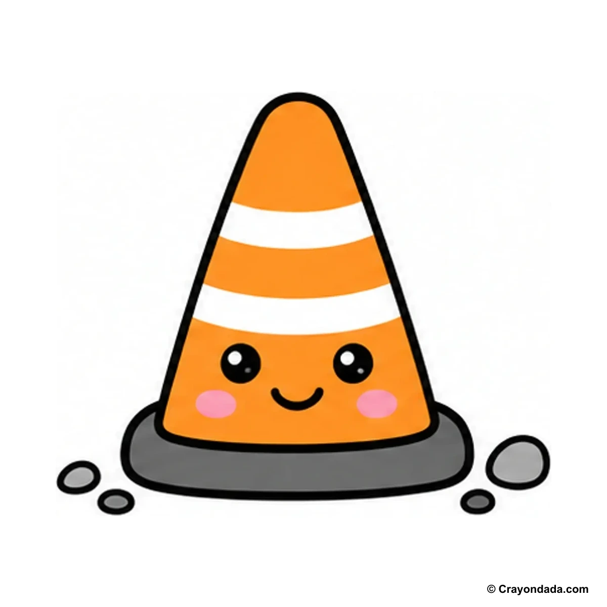 How to Draw a Traffic Cone finished drawing