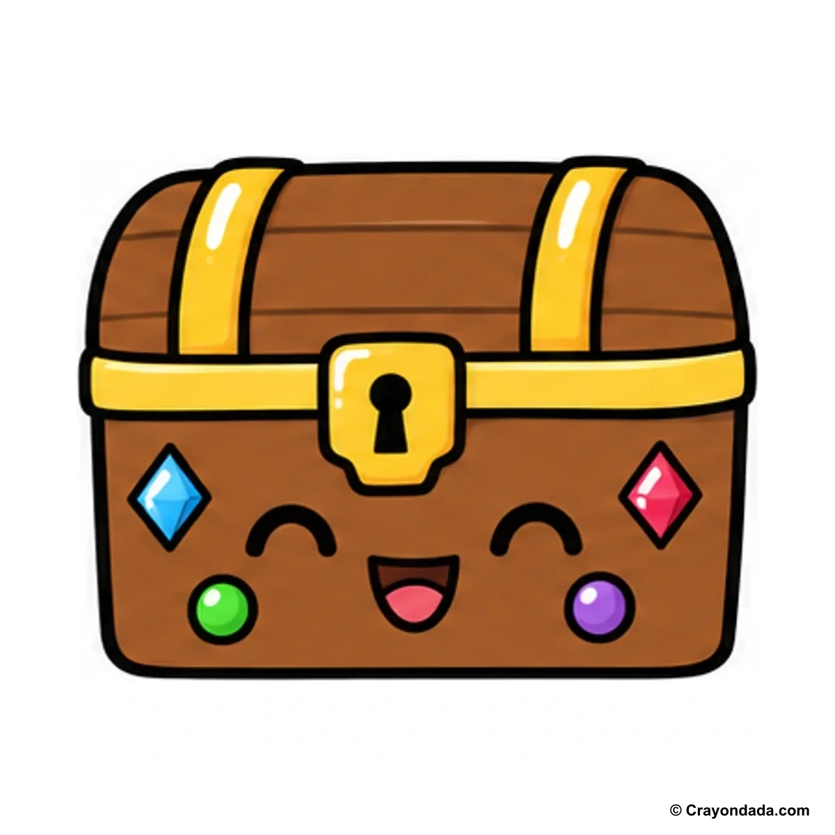 How to Draw a Treasure Chest finished drawing