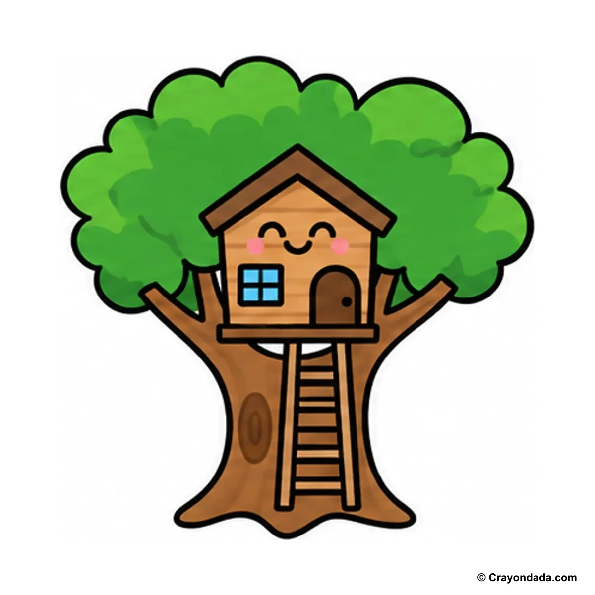 How to Draw a Treehouse finished drawing