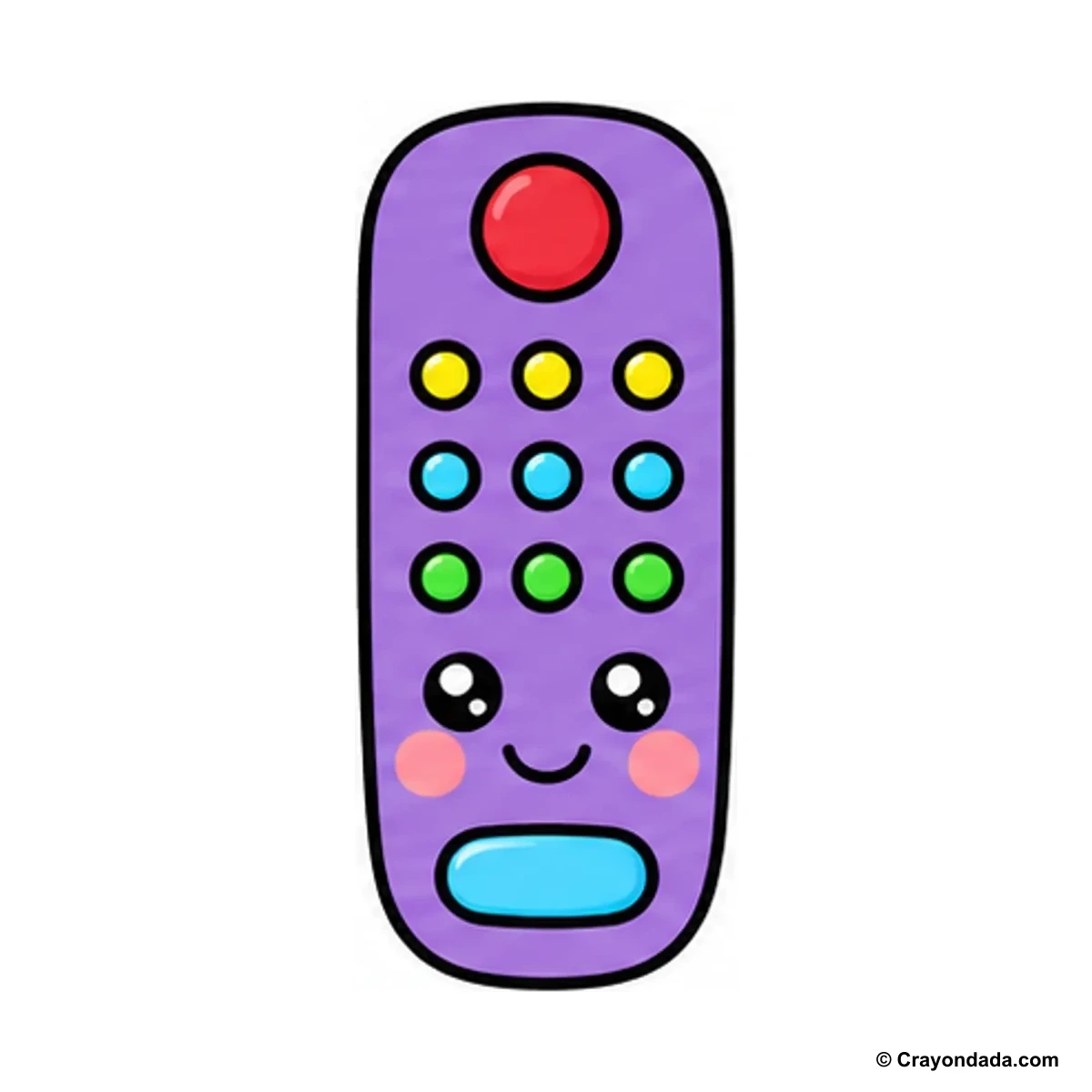How to Draw a TV Remote finished drawing