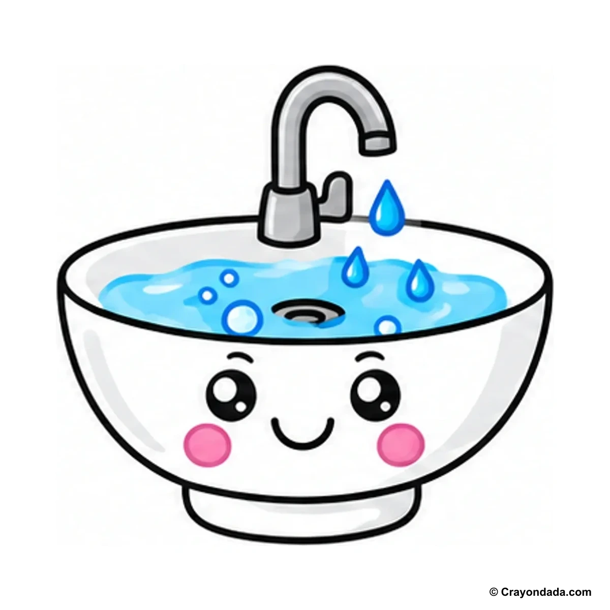 How to Draw a Wash Basin finished drawing