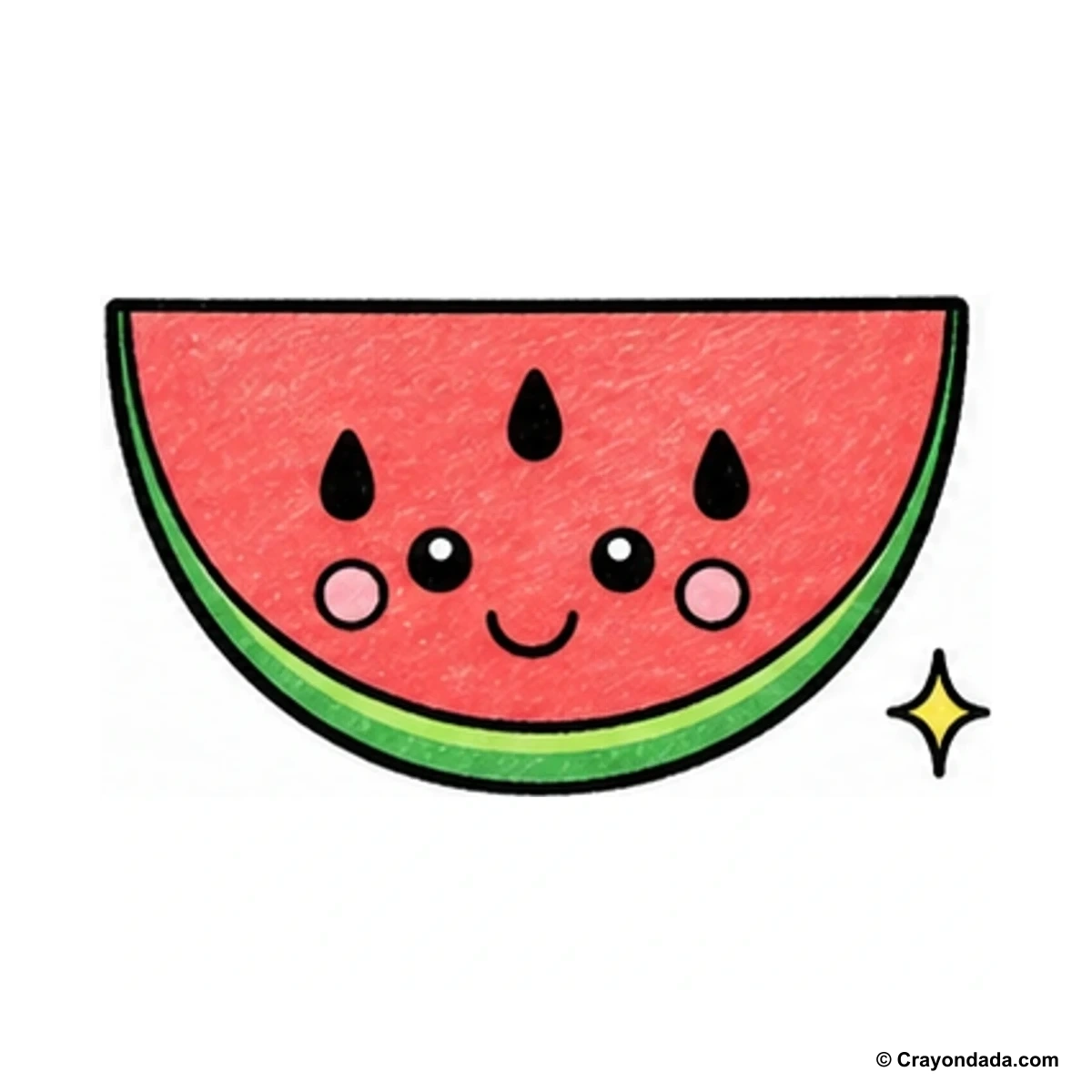 How to Draw a Watermelon Slice finished drawing