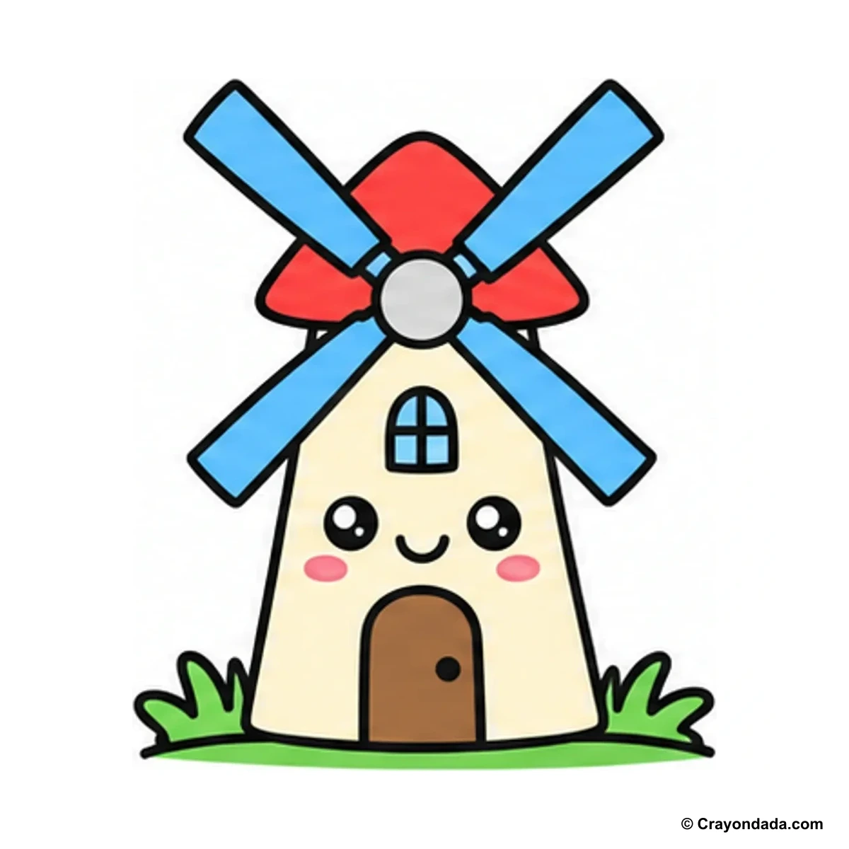 How to Draw a Windmill finished drawing