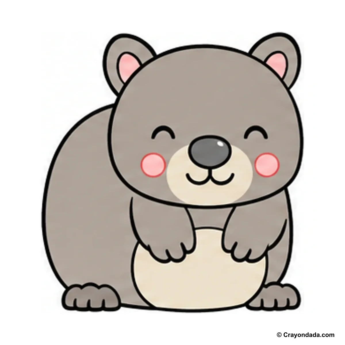 How to Draw a Wombat finished drawing