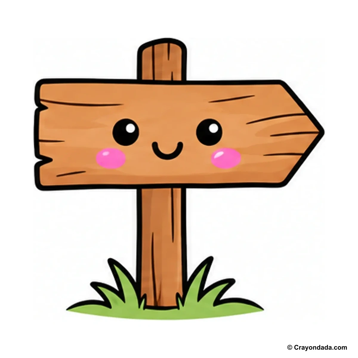 How to Draw a Wooden Sign finished drawing